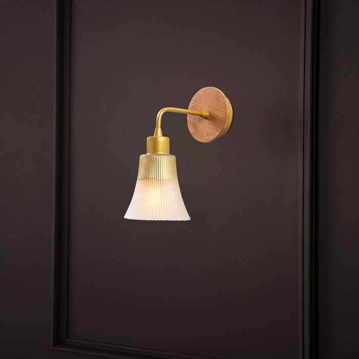 Opviq Lámpara de Pared N-131 Hierro y Cristal Dorado
